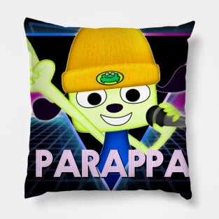 PaRappa The Rapper Retro 80s Neon Landscape Pillow