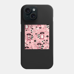 Pink Raccoon Pattern Phone Case