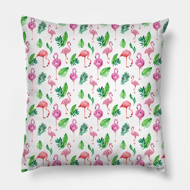 Flamingo Hand Drawn Pattern Pillow by Mako Design 