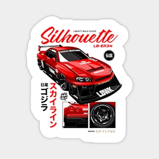 R34 LIBERTY WALK SILHOUETTE - PAPAYA STREETART Magnet