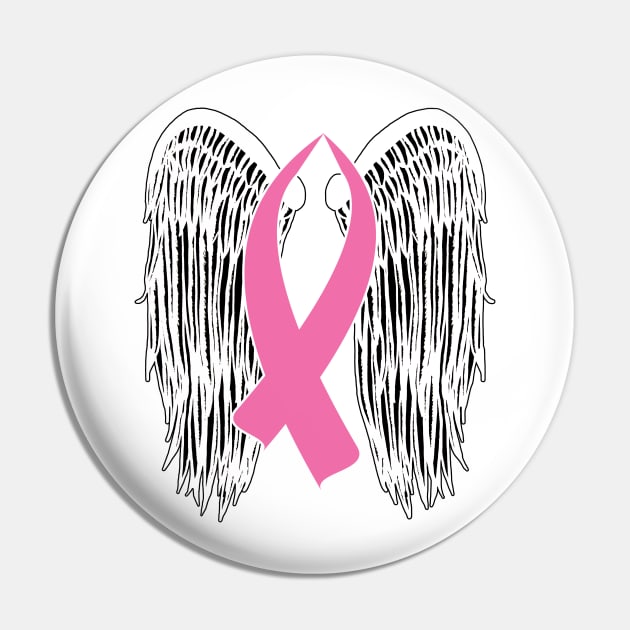 Winged Awareness Ribbon (Pink) Pin by BlakCircleGirl