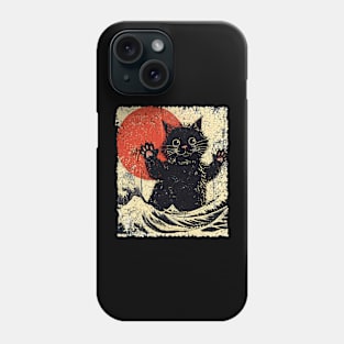 Catzilla Cat Sunset Japanese Art Funny Phone Case