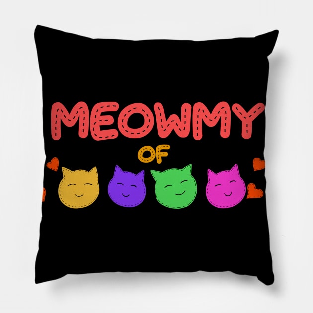 Meowmy of four Pillow by Erena Samohai