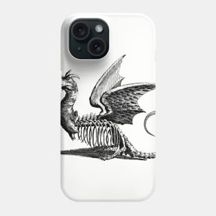 Vintage Skeleton Dragon - dracolich illustration Phone Case