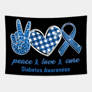 Peace Love Cure Leopard Diabetes Awareness Survivors Tapestry