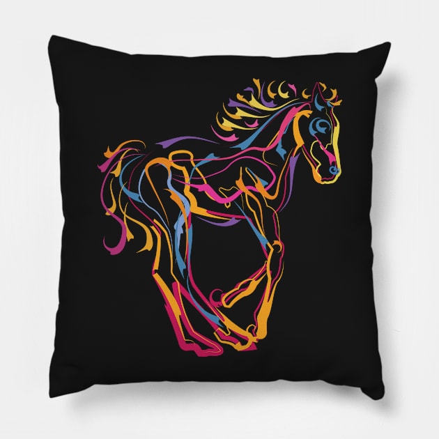 Pony in Motion Pillow by evisionarts