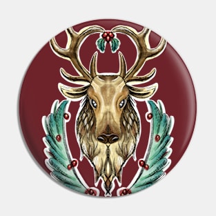 Elegant and Festive Christmas Reindeer Watercolor Pin