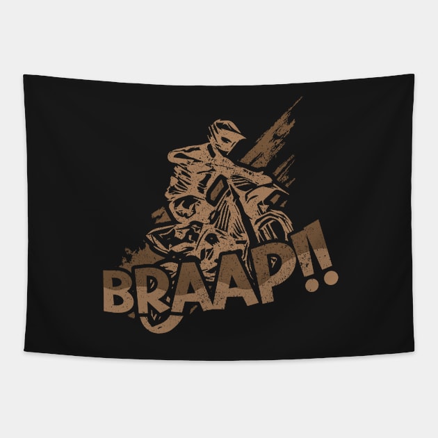 Motocross Dirtbike Offroad Motorbike Rider Braap Tapestry by Yuupi9