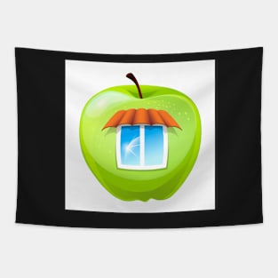 An apple with a window Tapestry