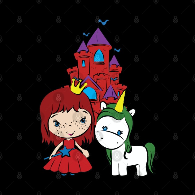 Unicorn Little Red Head Princess Castle. by CoolFactorMerch