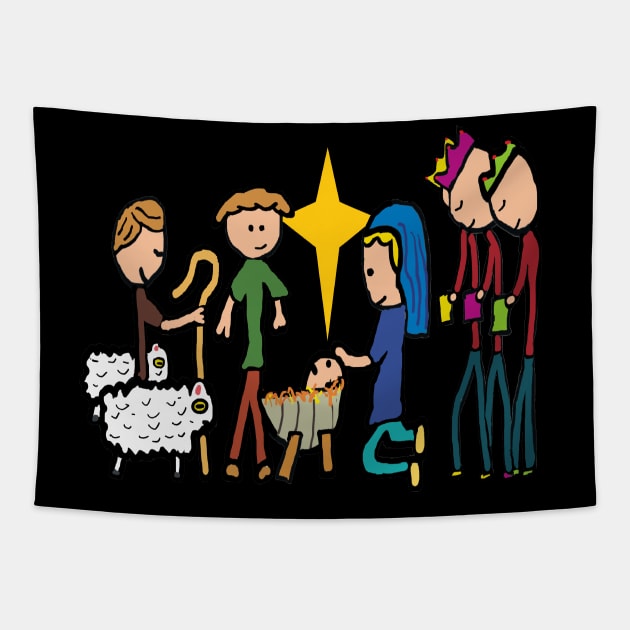 Xmas Nativity Tapestry by Mark Ewbie