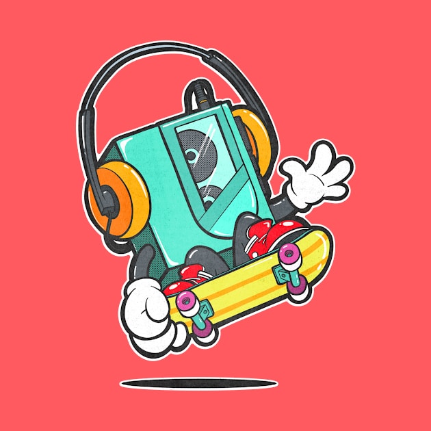 Retro 80's Walkman Skateboard by Chris Nixt