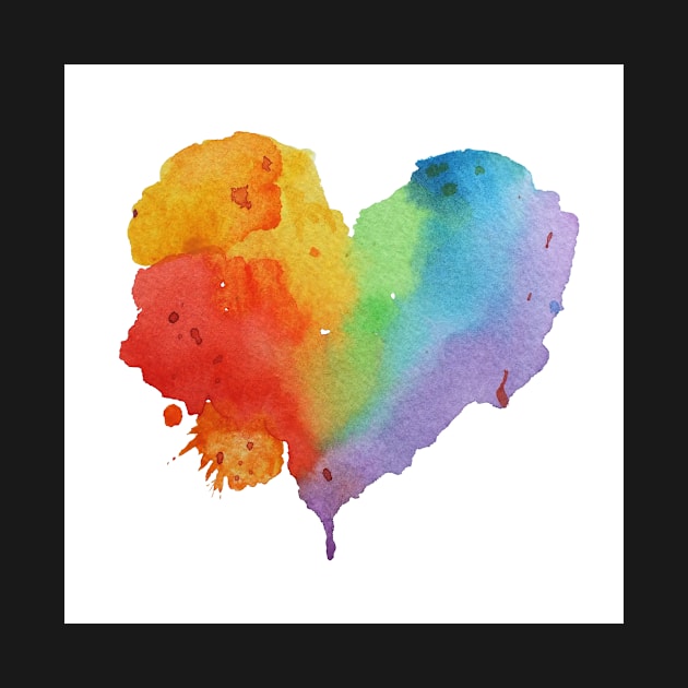 Rainbow Heart white background by InkySwallows