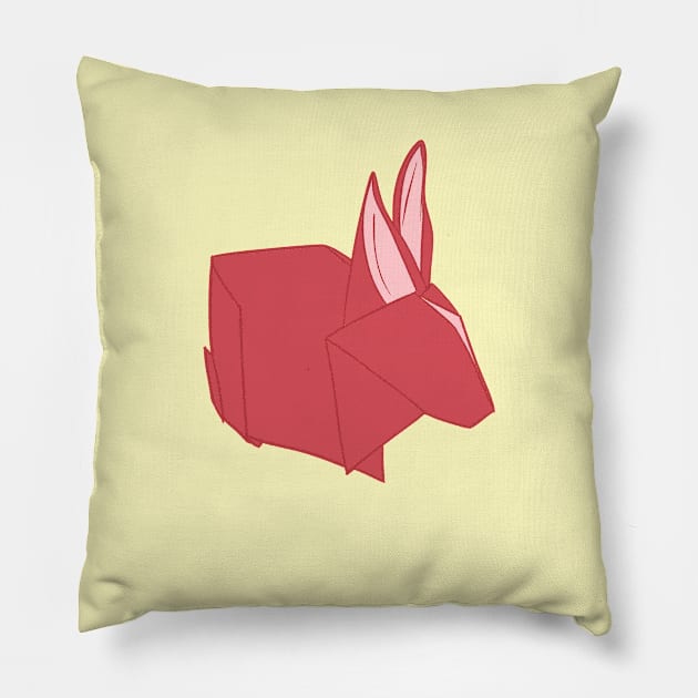 Red Origami Bunny Paper art _ Bunniesmee Pillow by GambarGrace