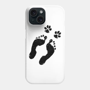 Dog Lover Gift - Diagonal Paw and Foot Prints Phone Case