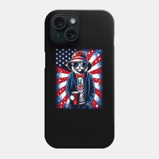 s Patriotic Usa Peace Cat 4Th Of July Phone Case