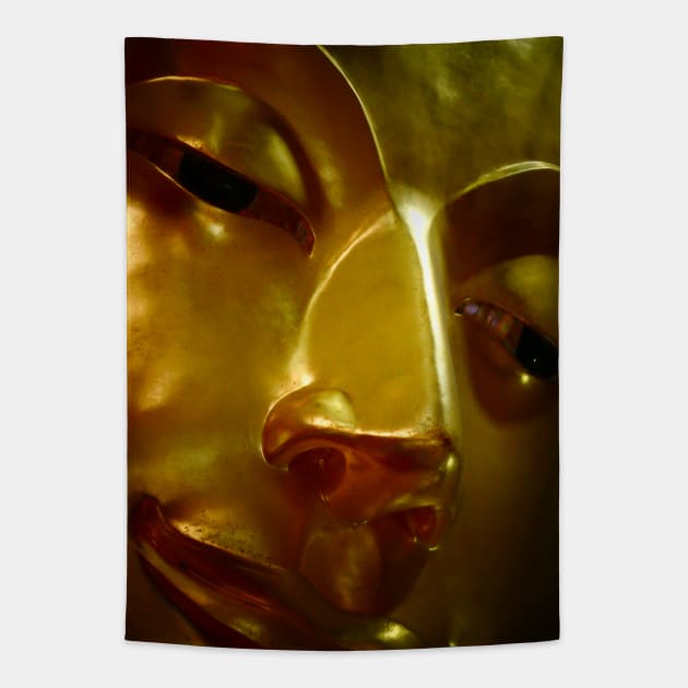 Golden 15 metre Buddha close up Tapestry by JonDelorme