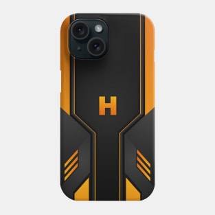 H Letter Personalized Gamer's Orange & Black Gradient Tech Sporty Design, Gaming Case for 13 Pro Max Phone Case