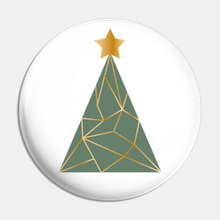 Low poly golden Xmas tree Pin