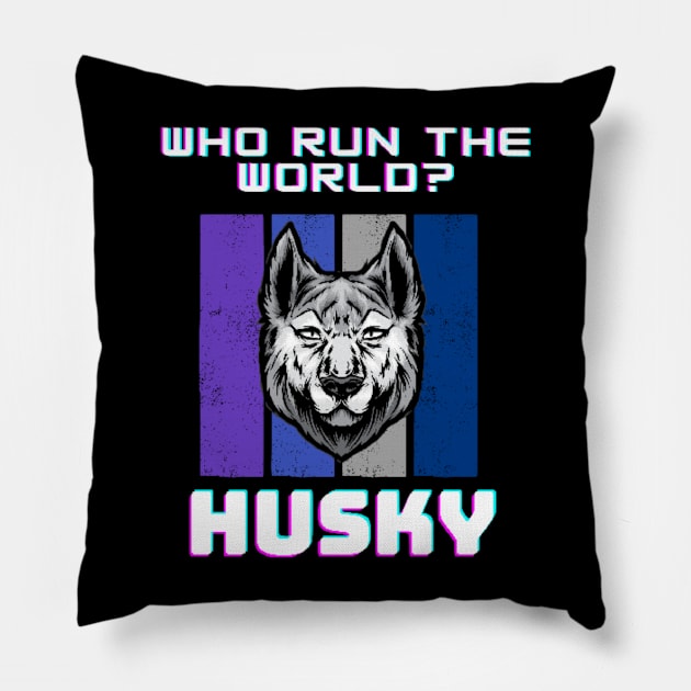 Husky run the world! husky T-shirt Pillow by AWhouse 