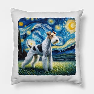 Pop Wire Fox Terrier Dog Portrait - Pet Portrait Pillow