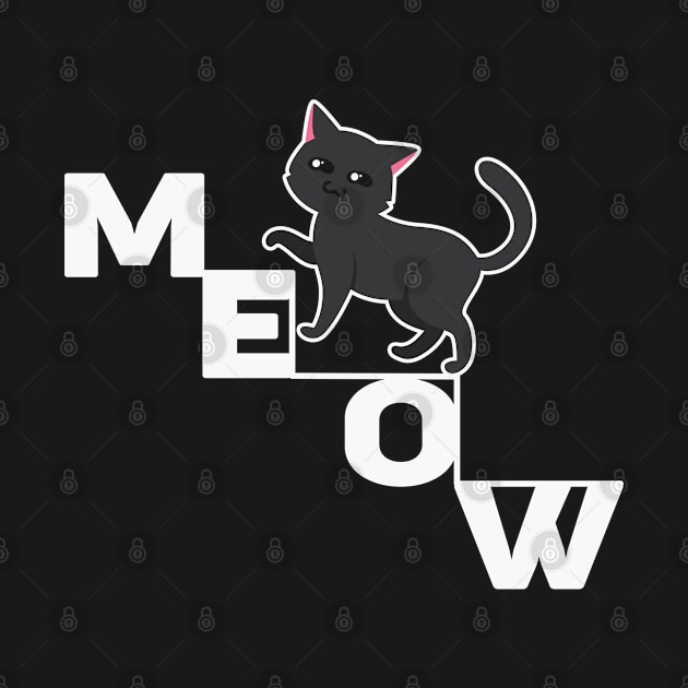 Meow Cute Black Cat by Creative Town