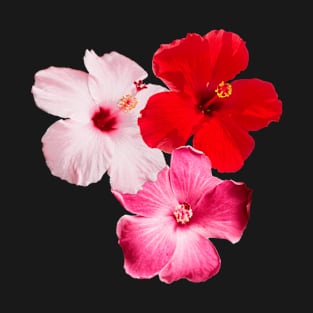 Pink and Red Red Hibiscus Photograph Die Cut Hawaiian Flower Collage T-Shirt