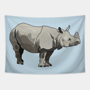 Javan rhinoceros cartoon illustration Tapestry