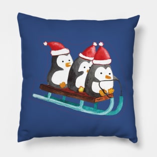 Penguins wearing santa hat Pillow