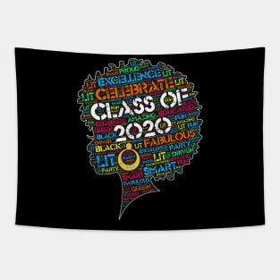 Class of 2020 Black Woman Afro Words Tapestry