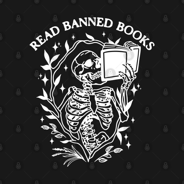 Read Banned Books Skeleton Halloween Goth Protest Black by PUFFYP