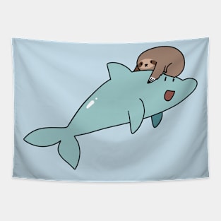 Sloth Riding a Dolphin Tapestry