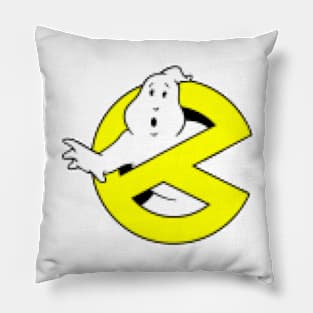 Eating Mooglie! 8-bit Edition! Ghostbusters /Pacman Logo Mashup Pillow