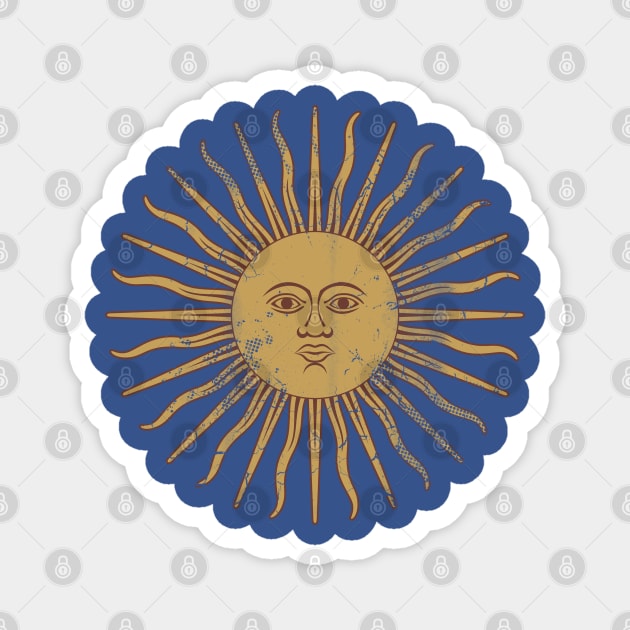 Vintage Argentina Sun Flag Retro Fade Magnet by E