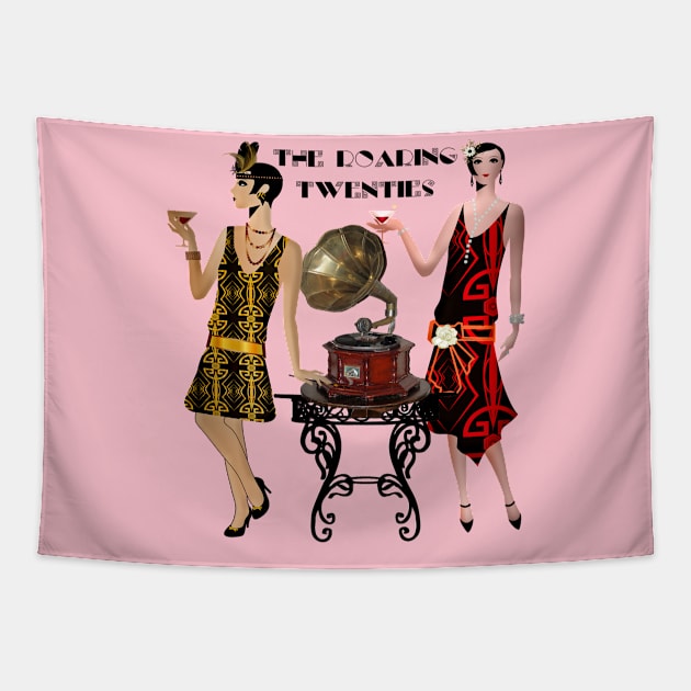 Roaring 20s Flappers Vintage Gramophone Tapestry by STYLISH CROWD TEES