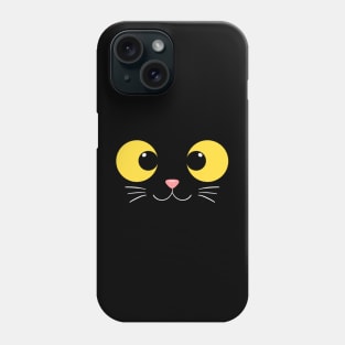 Cute Black Cat Kawaii Yellow Eyes Phone Case