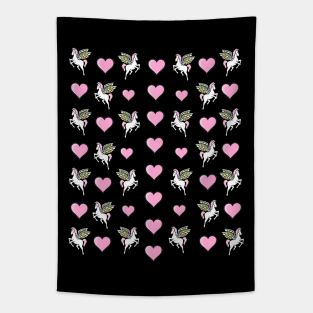 Pegasus and Pink Hearts Tapestry