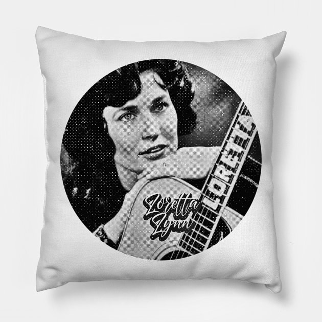 Loretta Lynn in guitar 23 Pillow by katroxdesignshopart444