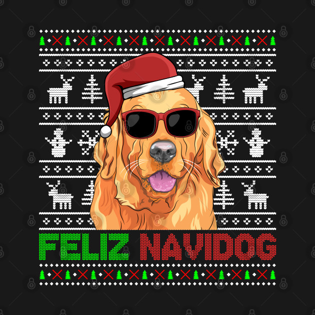 Disover Golden Retriever Dog Feliz Navidog Funny Christmas - Golden Retriever Christmas Dog - T-Shirt