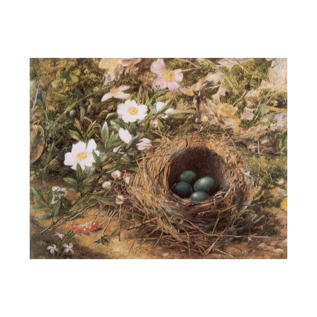 Bird's Nest and Dog Roses by John William Hill by MasterpieceCafe