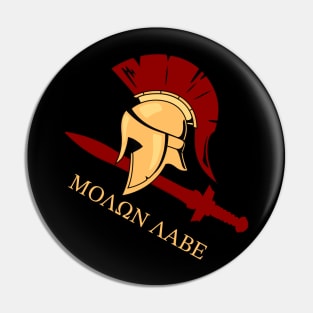 Spartan Helmet and Sword Molon Labe Pin