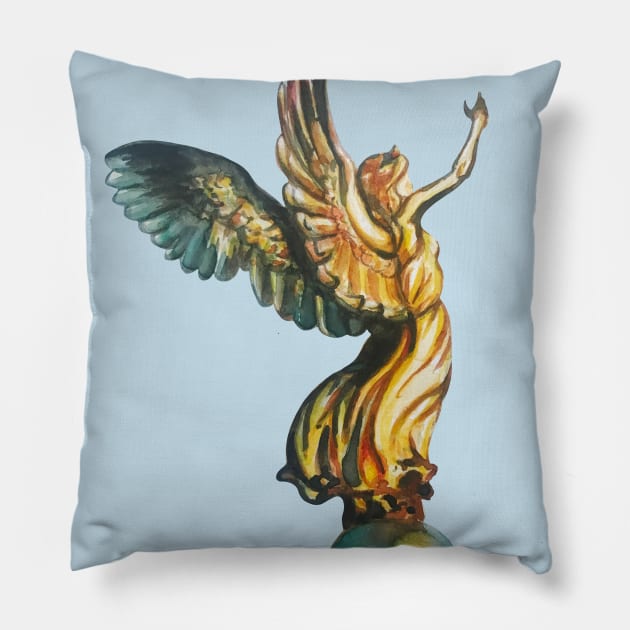 Golden Watercolor Angel Pillow by Lady Lilac