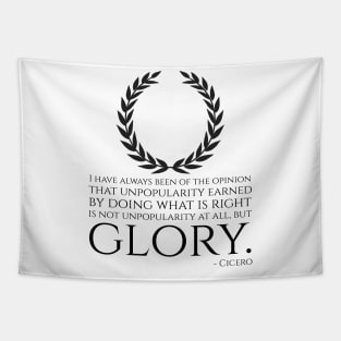 Motivational Inspiring Ancient Roman Cicero Quote On Glory Tapestry