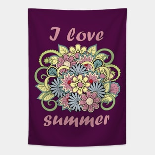 Summer composition doodle flowers Tapestry