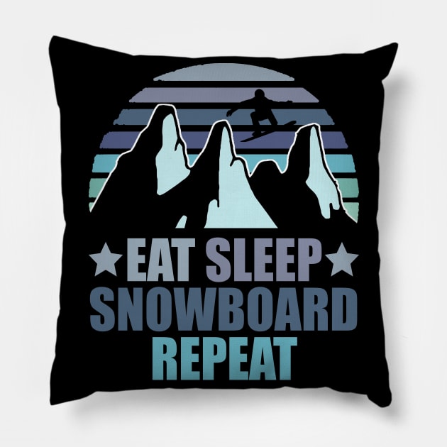 Eat Sleep Snowboard Repeat Pillow by funkyteesfunny