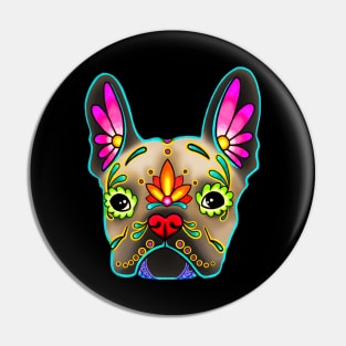 French Bulldog in Fawn - Day of the Dead Sugar Skull Dog Pin