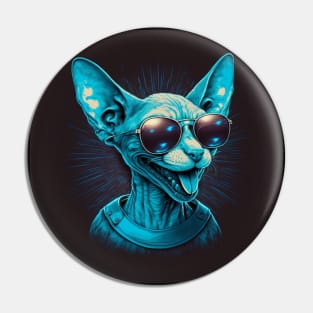 Illustration of a sphinx cat with tongue sticking out and glasses Pin