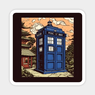 Colourful illustration of tardis in Japan Magnet