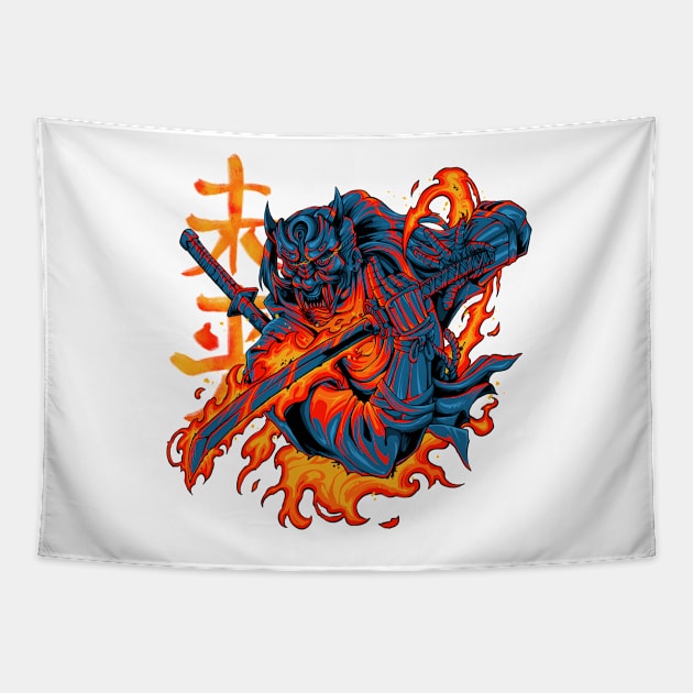 Flame Samurai Tapestry by TimeSkiff