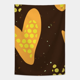 Abstract Hearts Graphic Design in Yellow Brown Complementary Tones GC-116-13 Tapestry